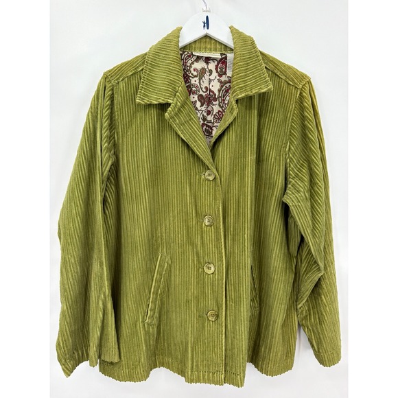 dressbarn Jackets & Blazers - Vtg Moss Green Corduroy Jacket Cotton Paisley Lined XL Granola Girl Retro Indie